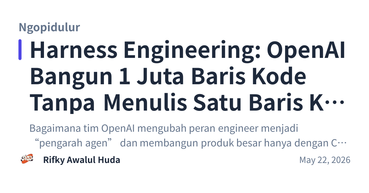 Share preview for Harness Engineering: OpenAI Bangun 1 Juta Baris Kode Tanpa Menulis Satu Baris Kode Manual